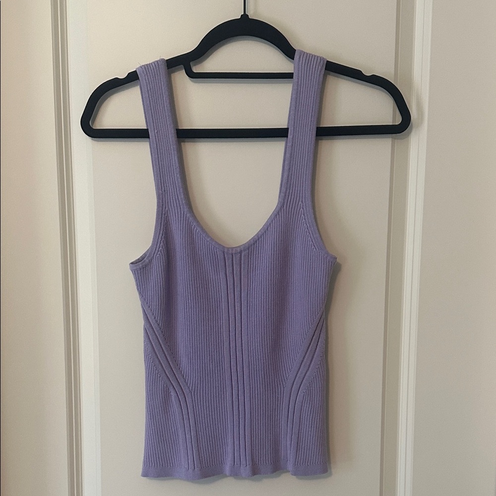 White House Black Market Lilac Ribbed Tank Top